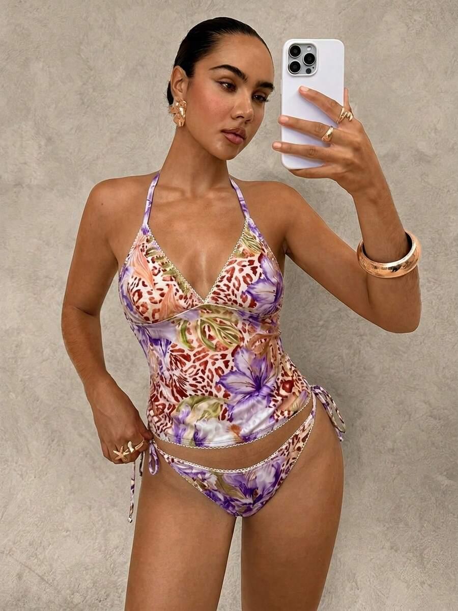 strój kąpielowy komplet tankini print