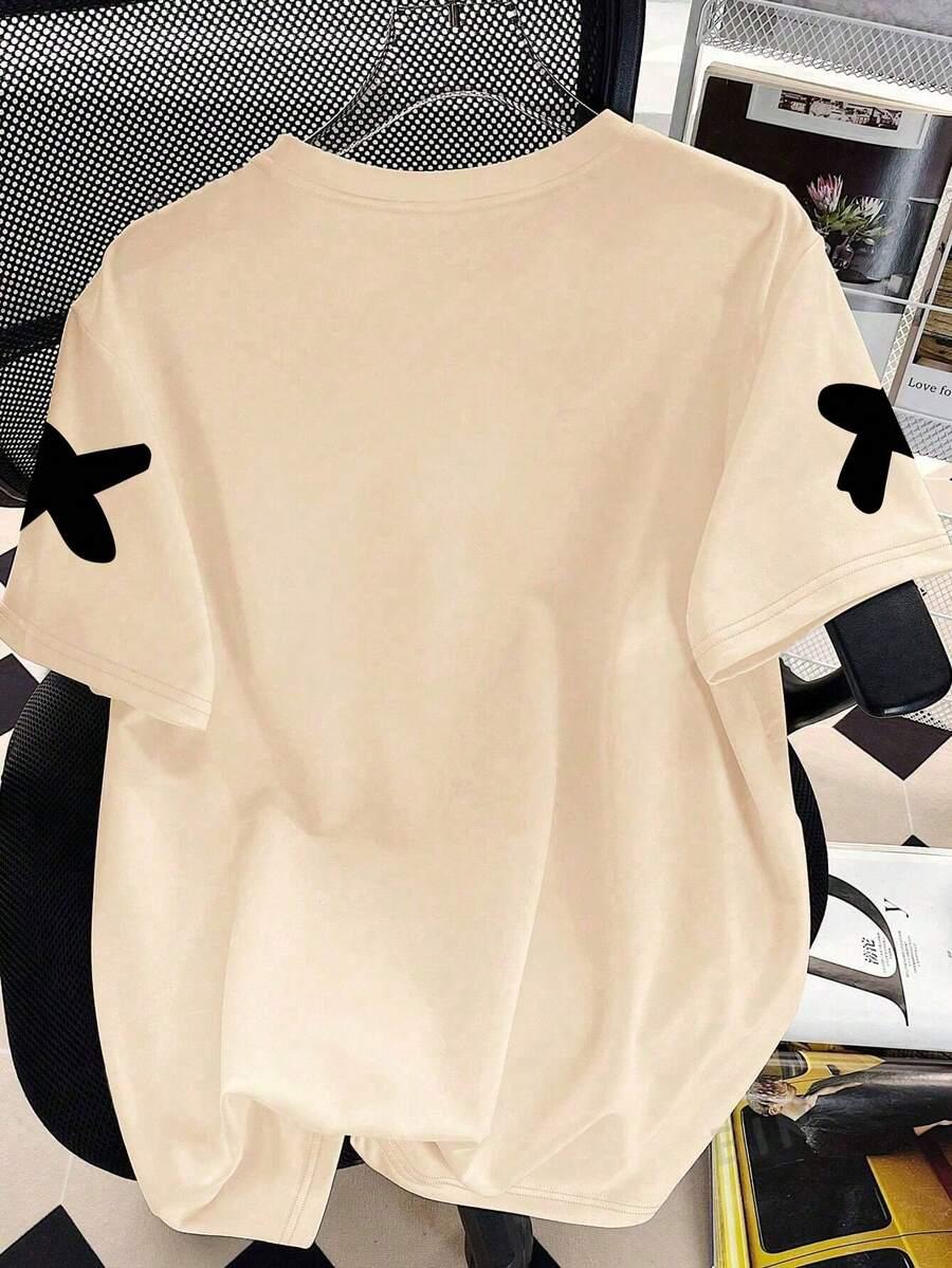 beżowy t-shirt print