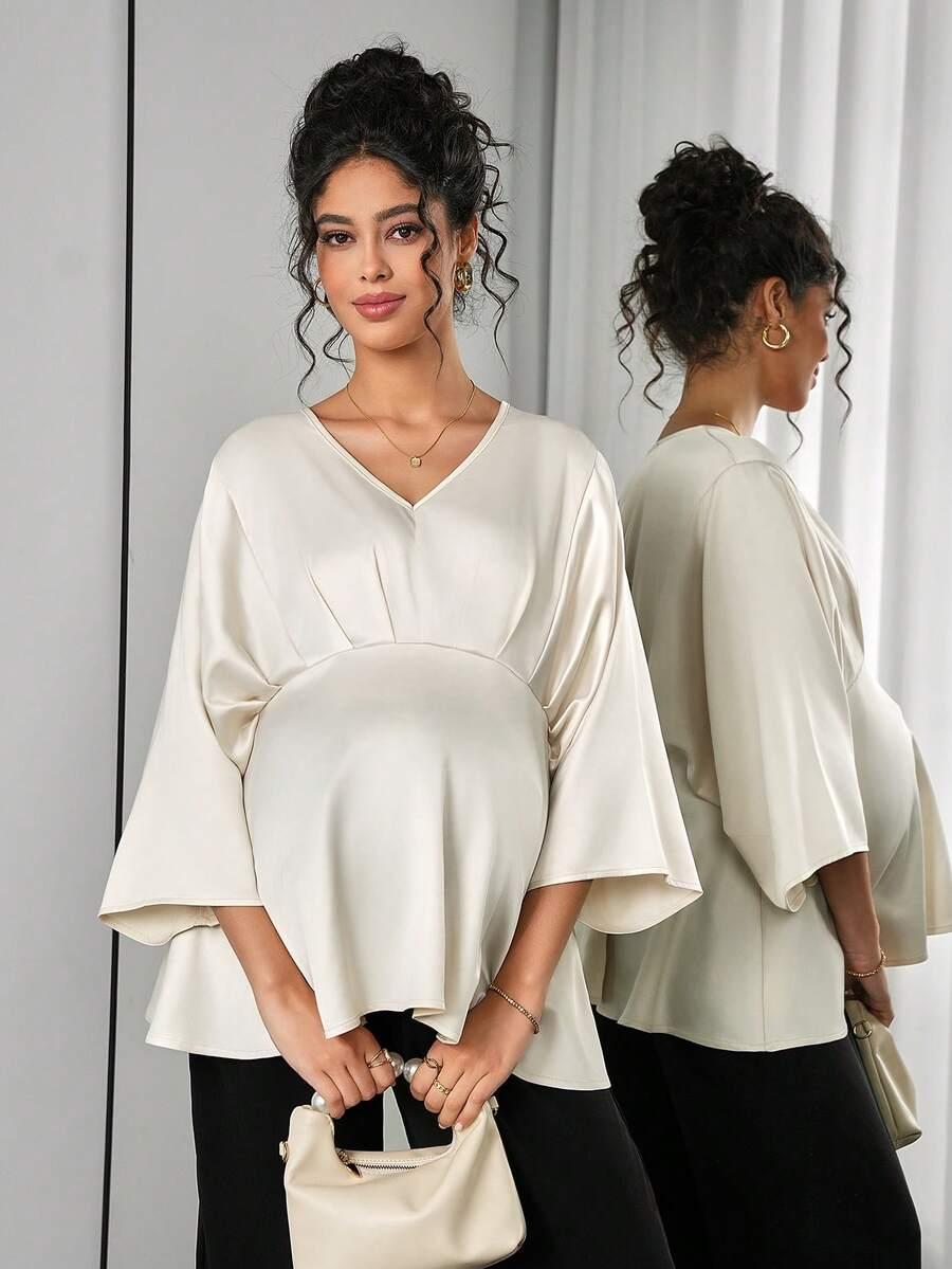 ciążowa bluzka rękaw 3/4 v neck