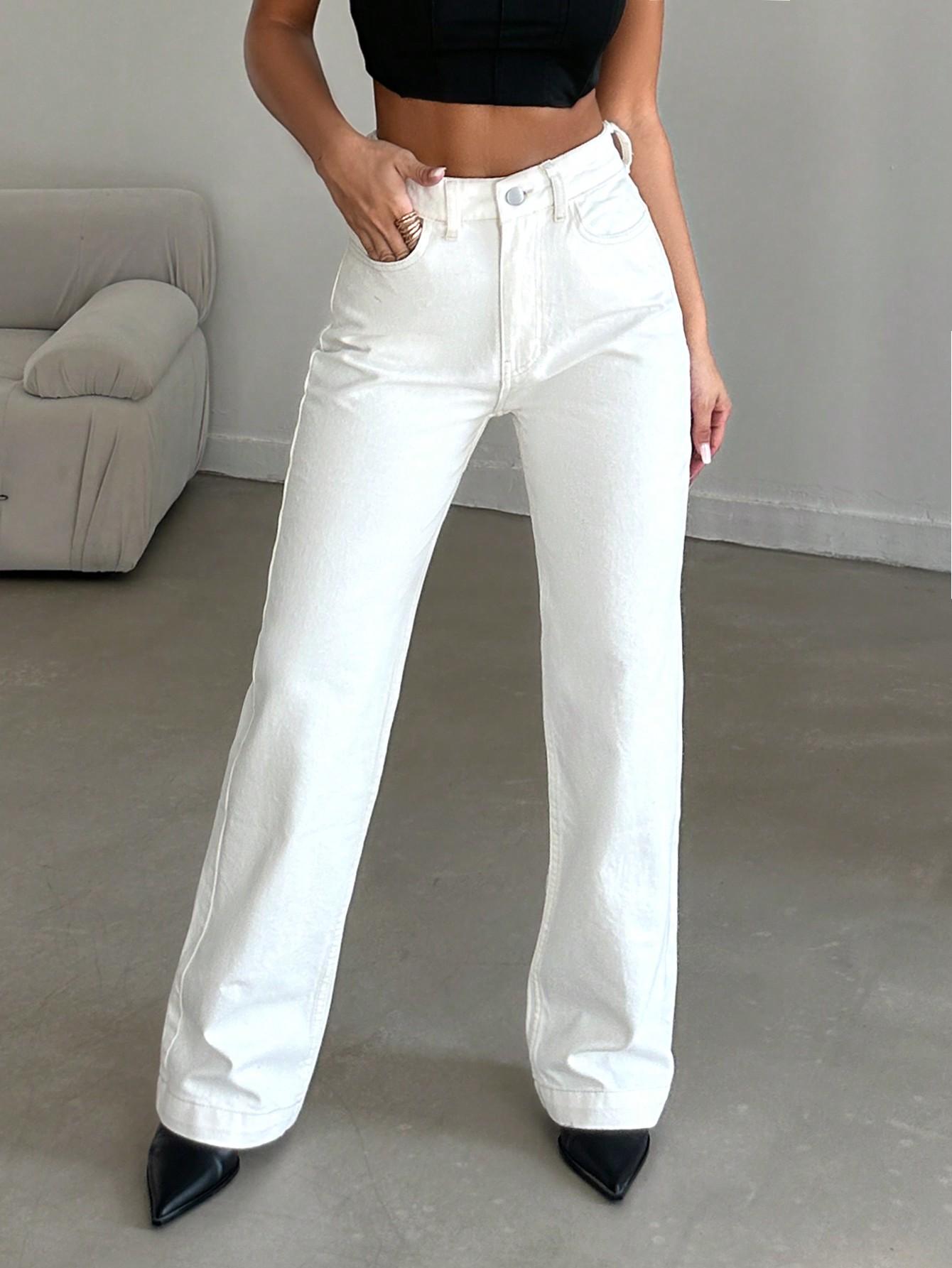 BIAŁE SPODNIE JEANS