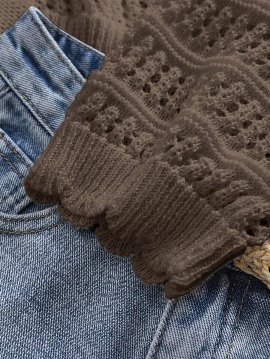 BRĄZOWY SWETER WIĄZANIE