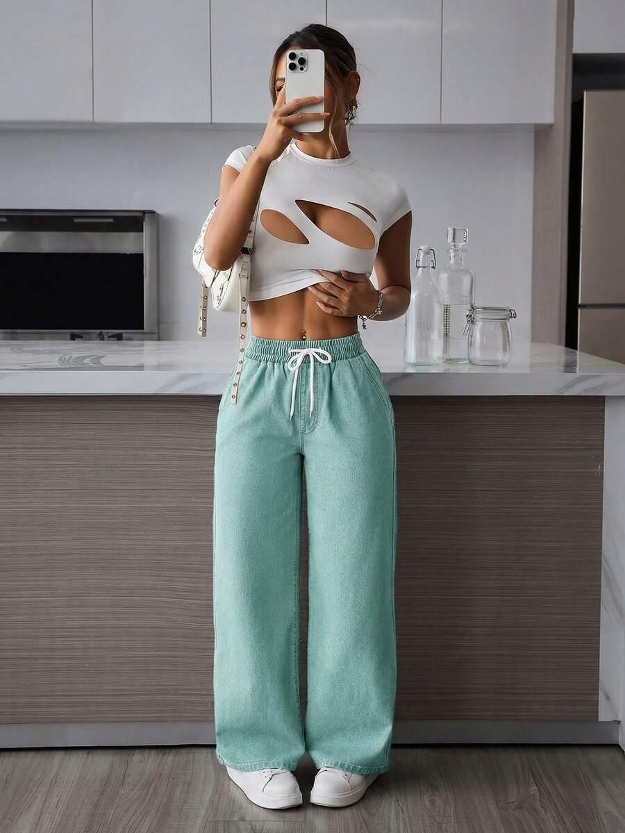 ZIELONE SPODNIE JEANS