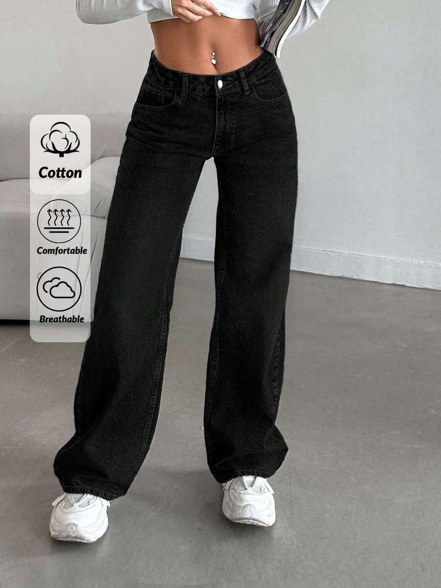 CZARNE SPODNIE JEANS