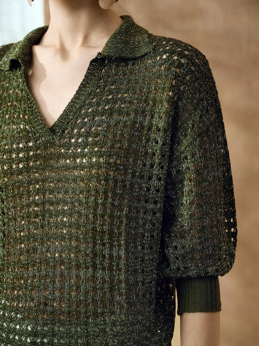 ZIELONY SWETER V-NECK