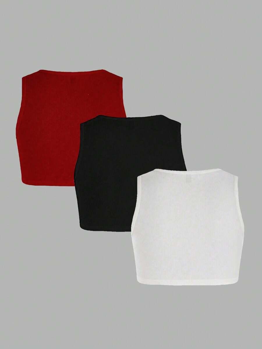 czerwony crop top prążki