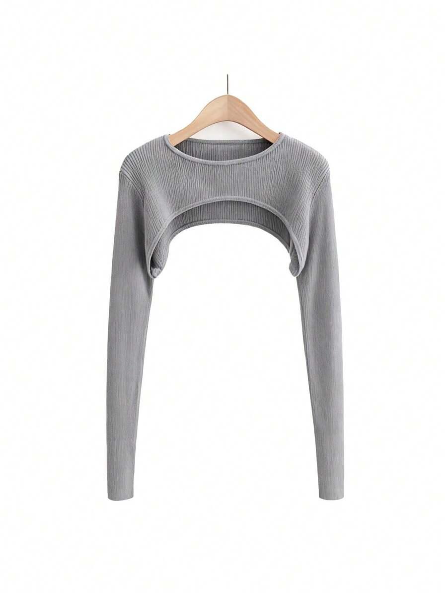 prążkowany biały crop top rękawy