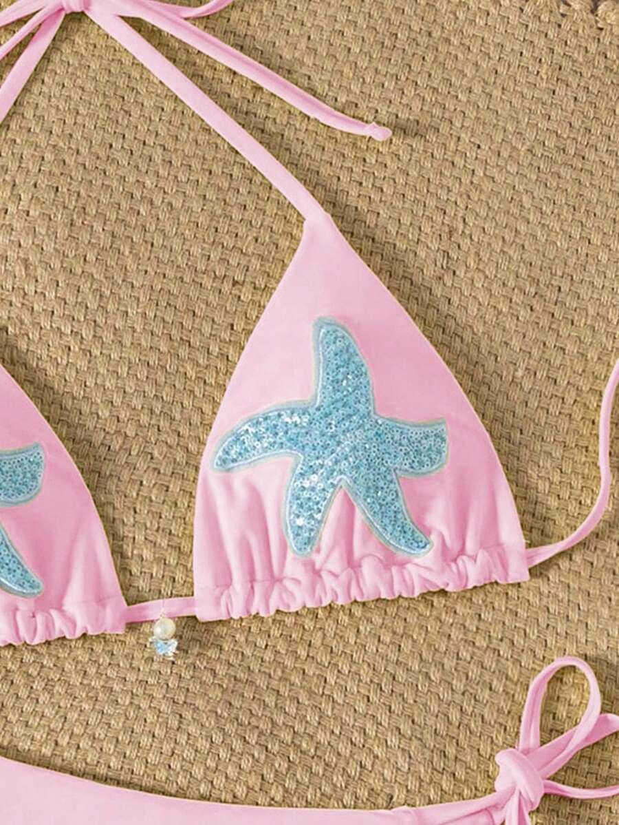 różowy dół od bikini wiązanie 