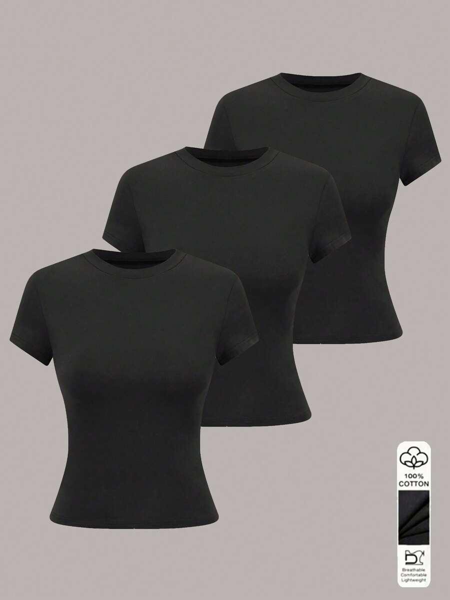 czarny t-shirt 3-pack