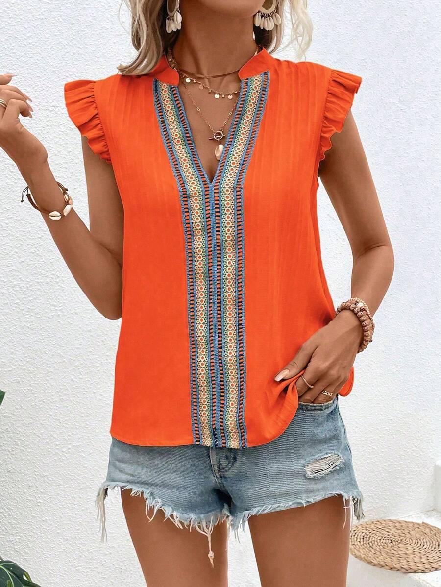 bluzka falbana v-neck
