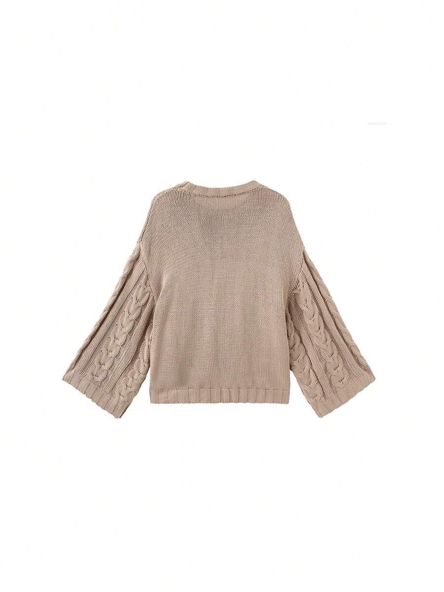 BEŻOWY SWETER OKRĄGŁY DEKOLT 