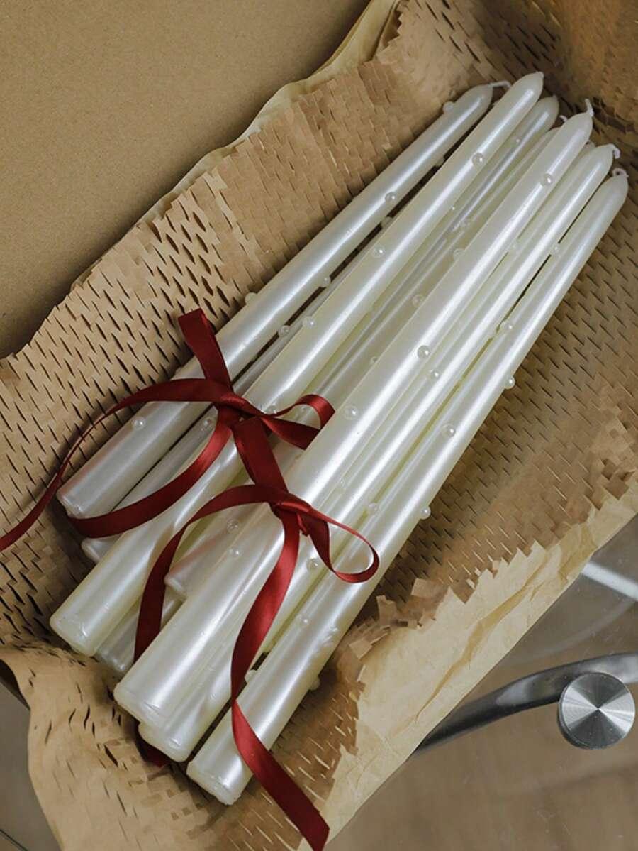biała świeca zdobienie 2-pack