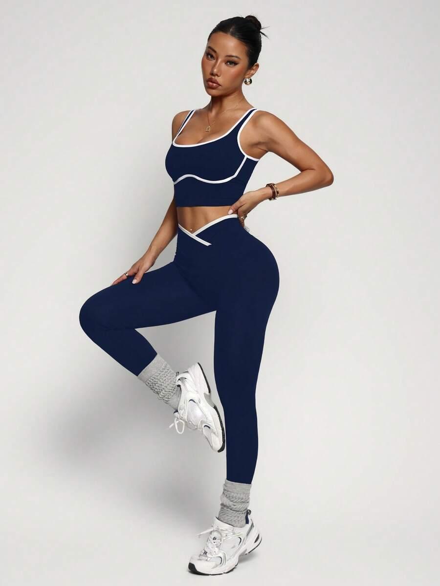 granatowe spodnie legginsy
