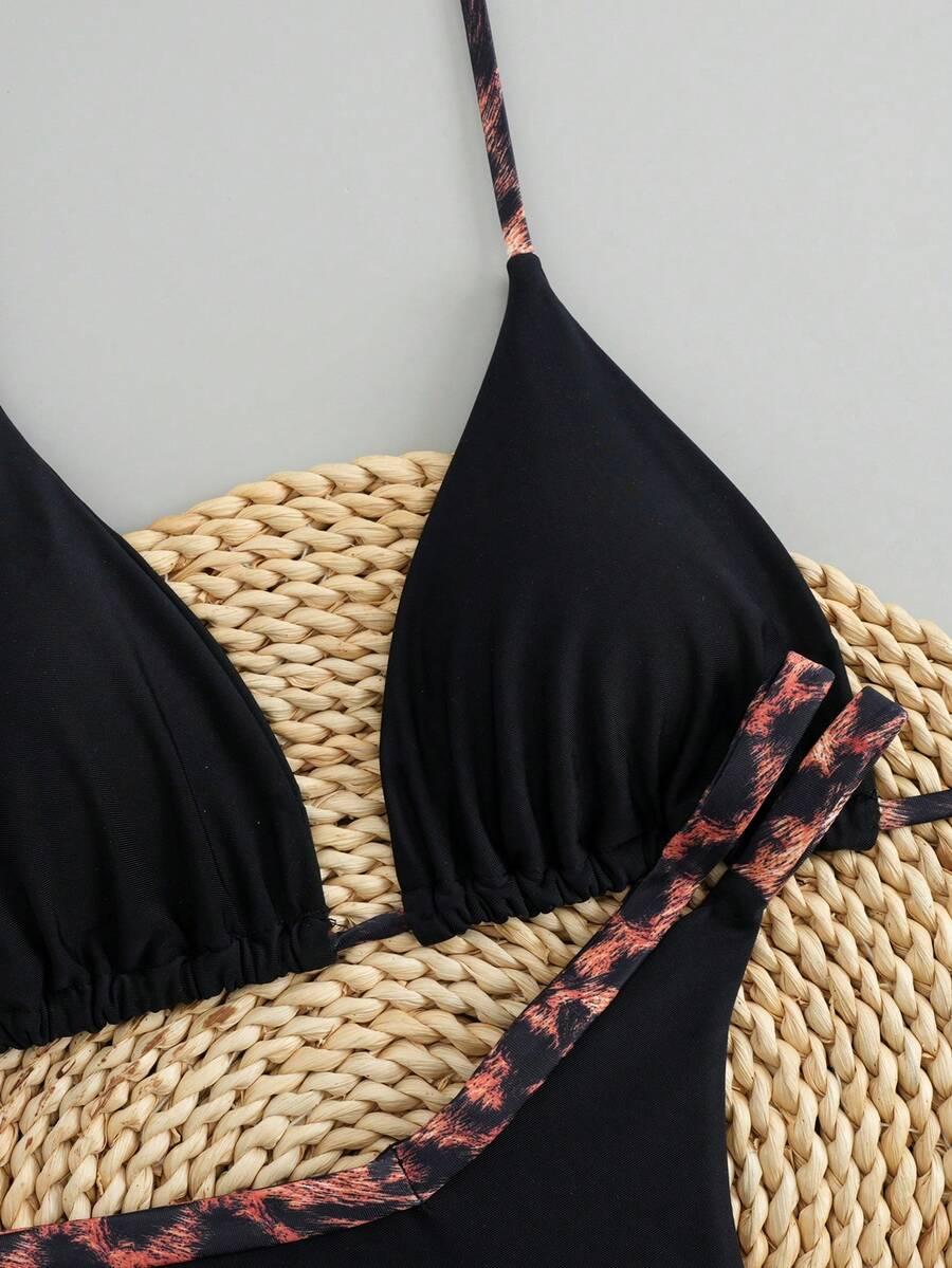 dwuczęściowy strój kąpielowy animal print