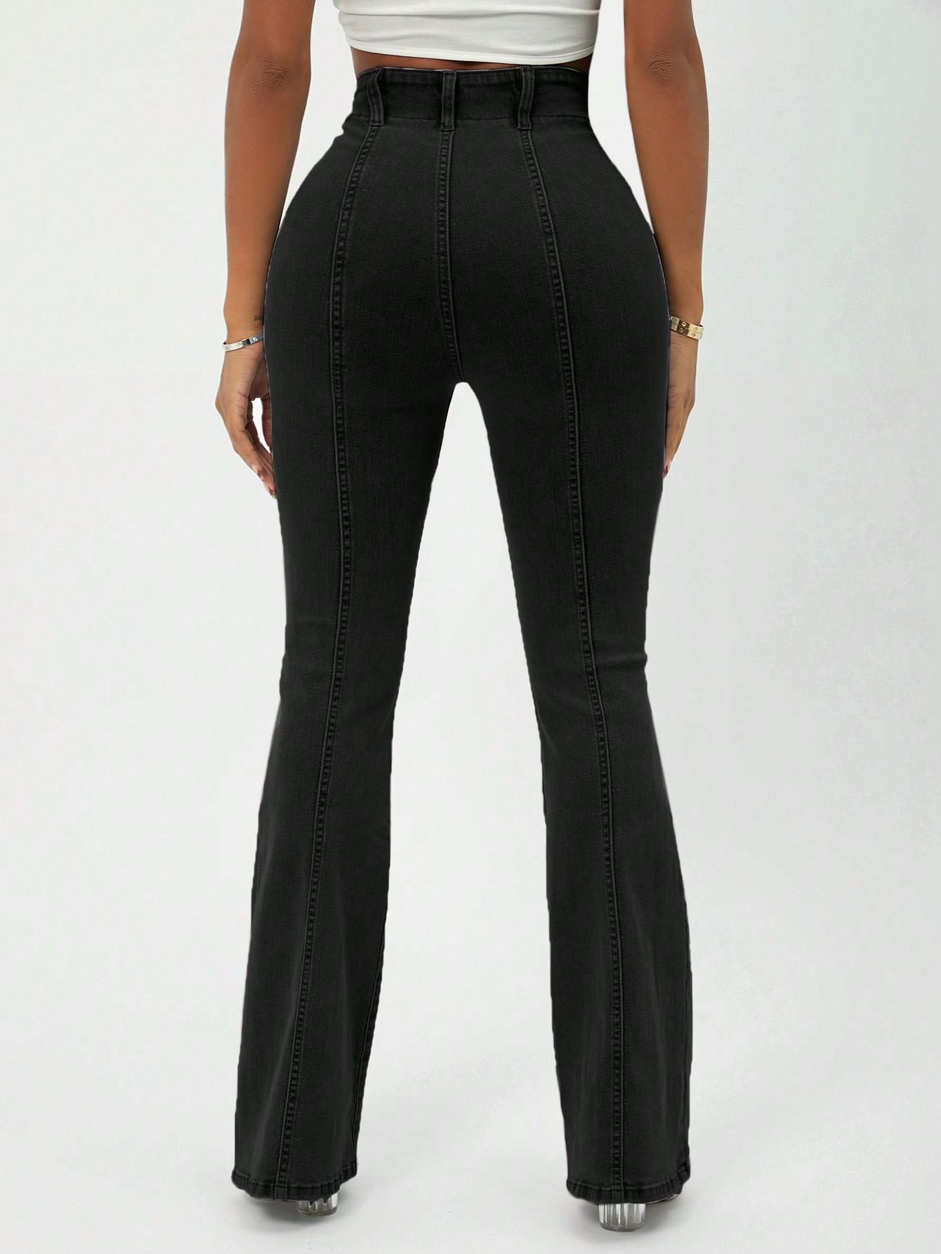 CZARNE SPODNIE JEANS WYSOKI STAN