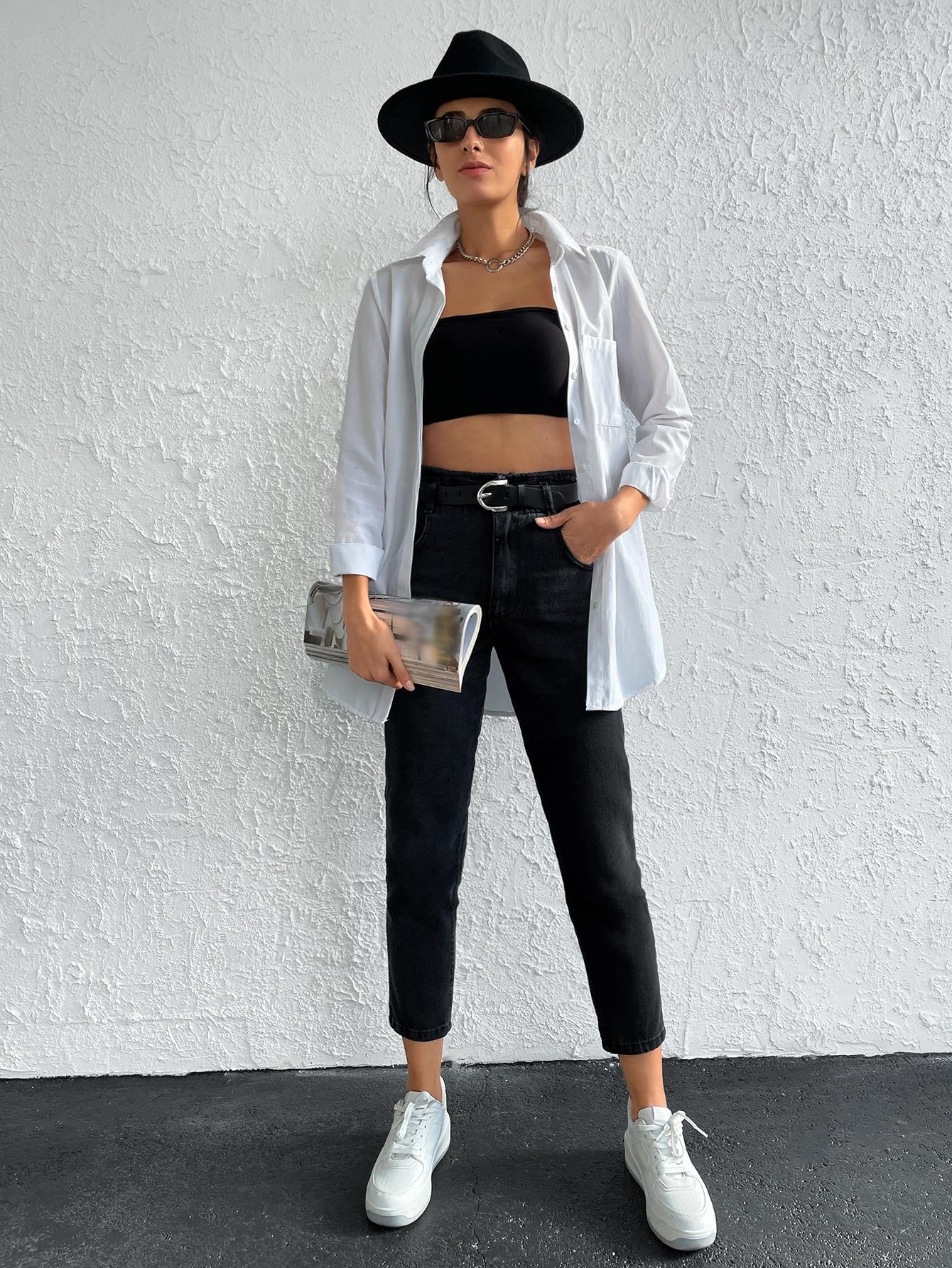 CZARNE SPODNIE JEANS