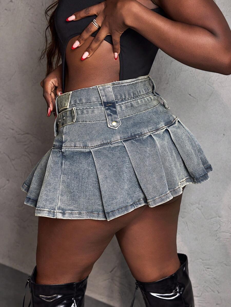 MINI SPÓDNICA PLISOWANA JEANS