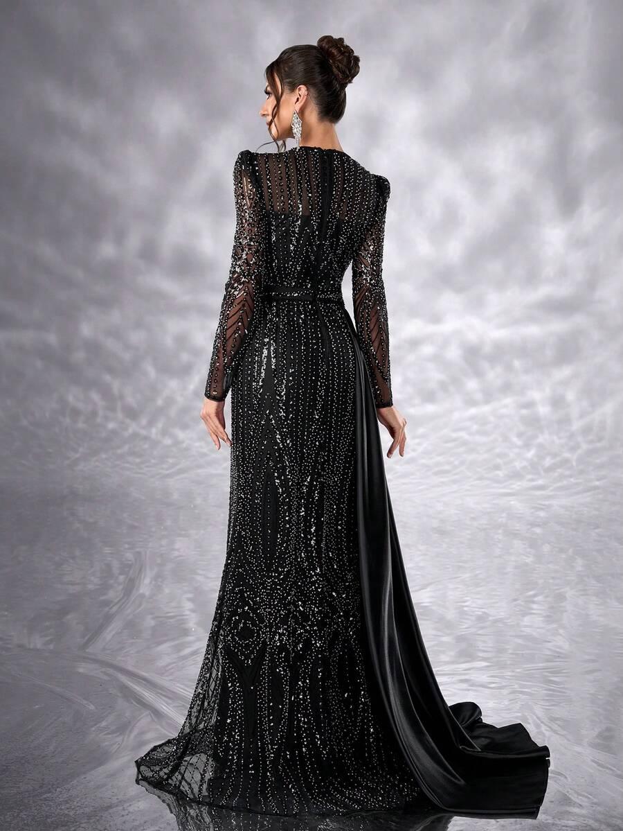 czarna sukienka maxi