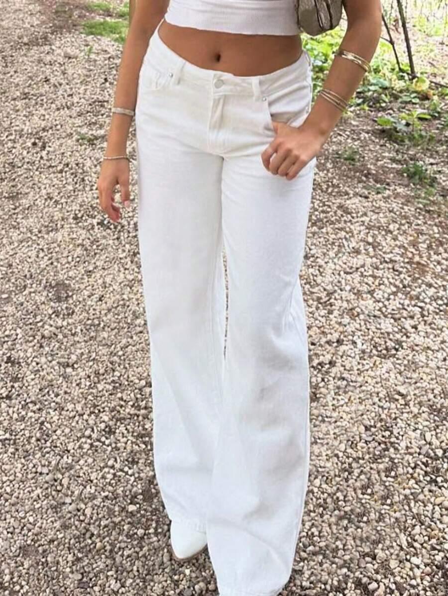 BIAŁE SPODNIE JEANS