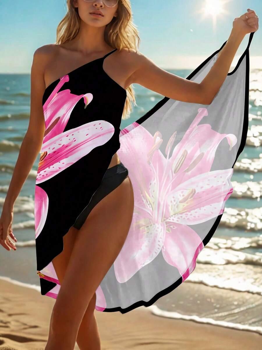 plażowa tunika kwiaty