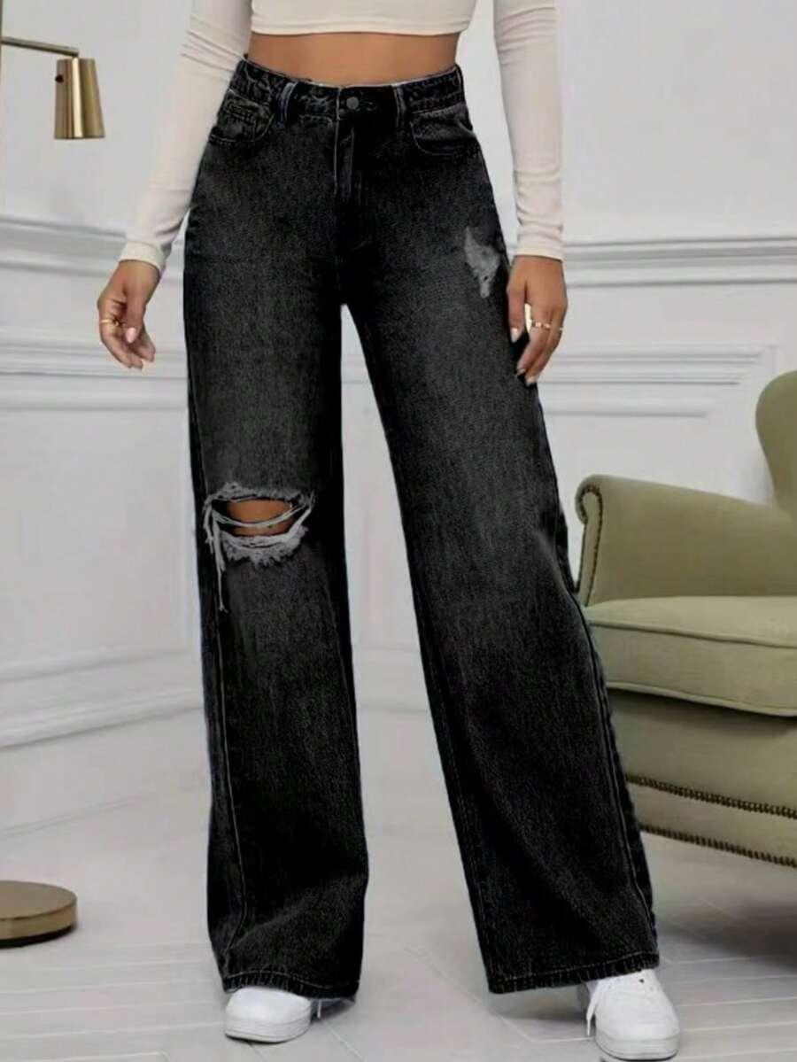 CZARNE SPODNIE JEANS