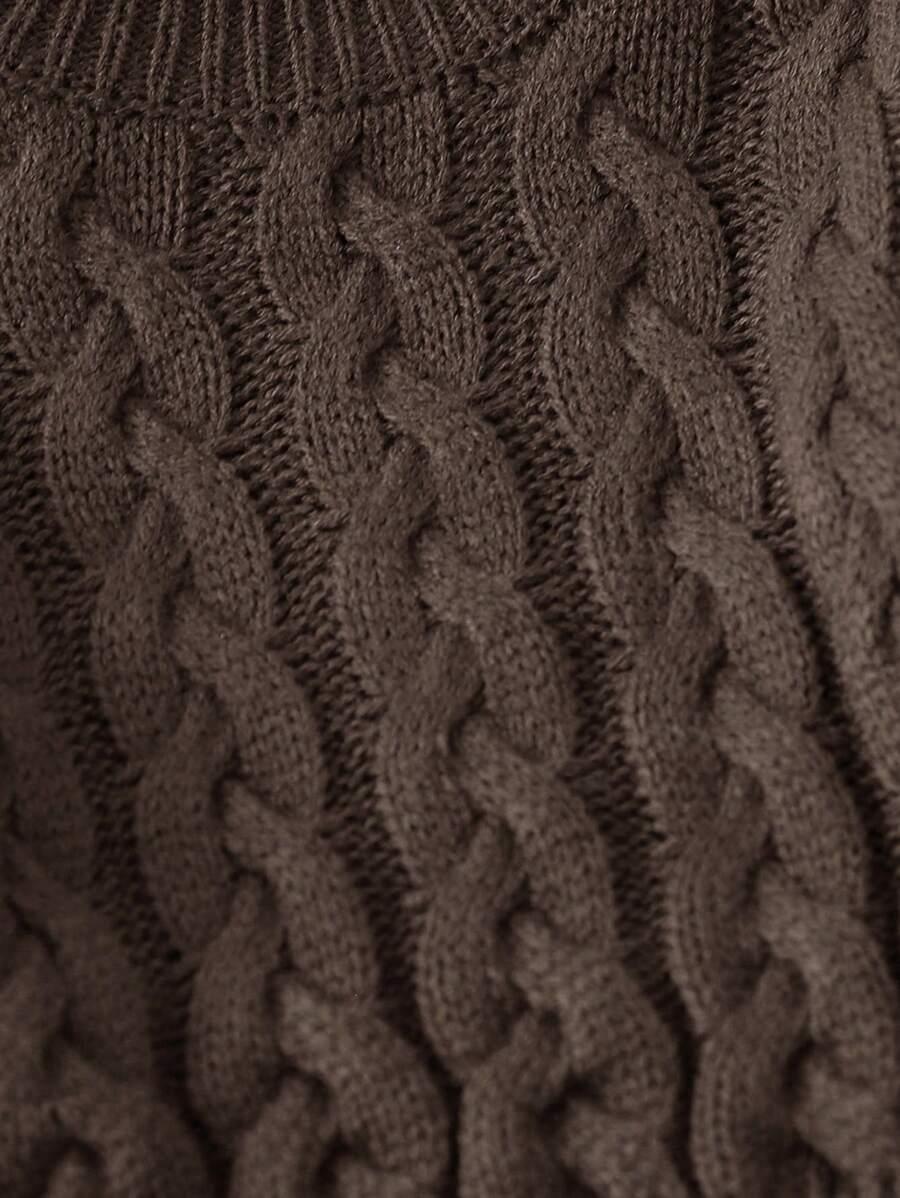 BRĄZOWY DZIANINOWY SWETER