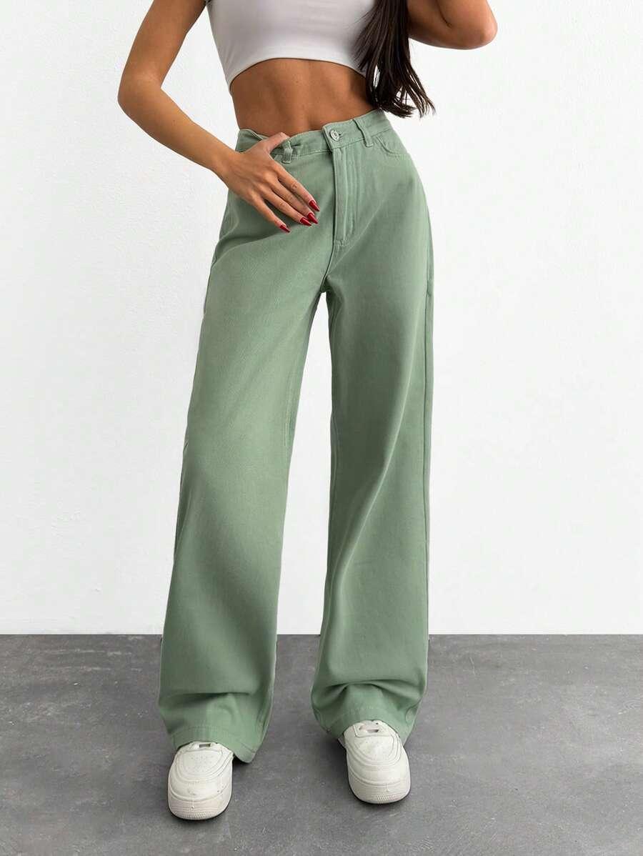 ZIELONE SPODNIE JEANS