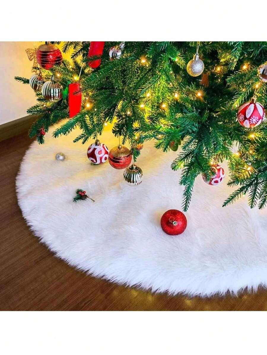POKROWIEC NA STOJAK POD CHOINKĘ białe futerko