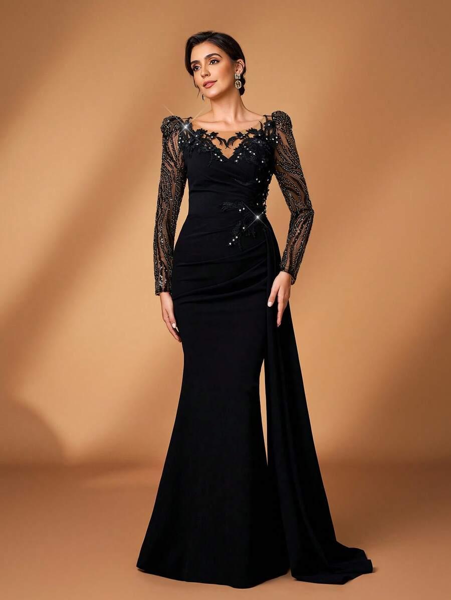 CZARNA MAXI SUKIENKA 