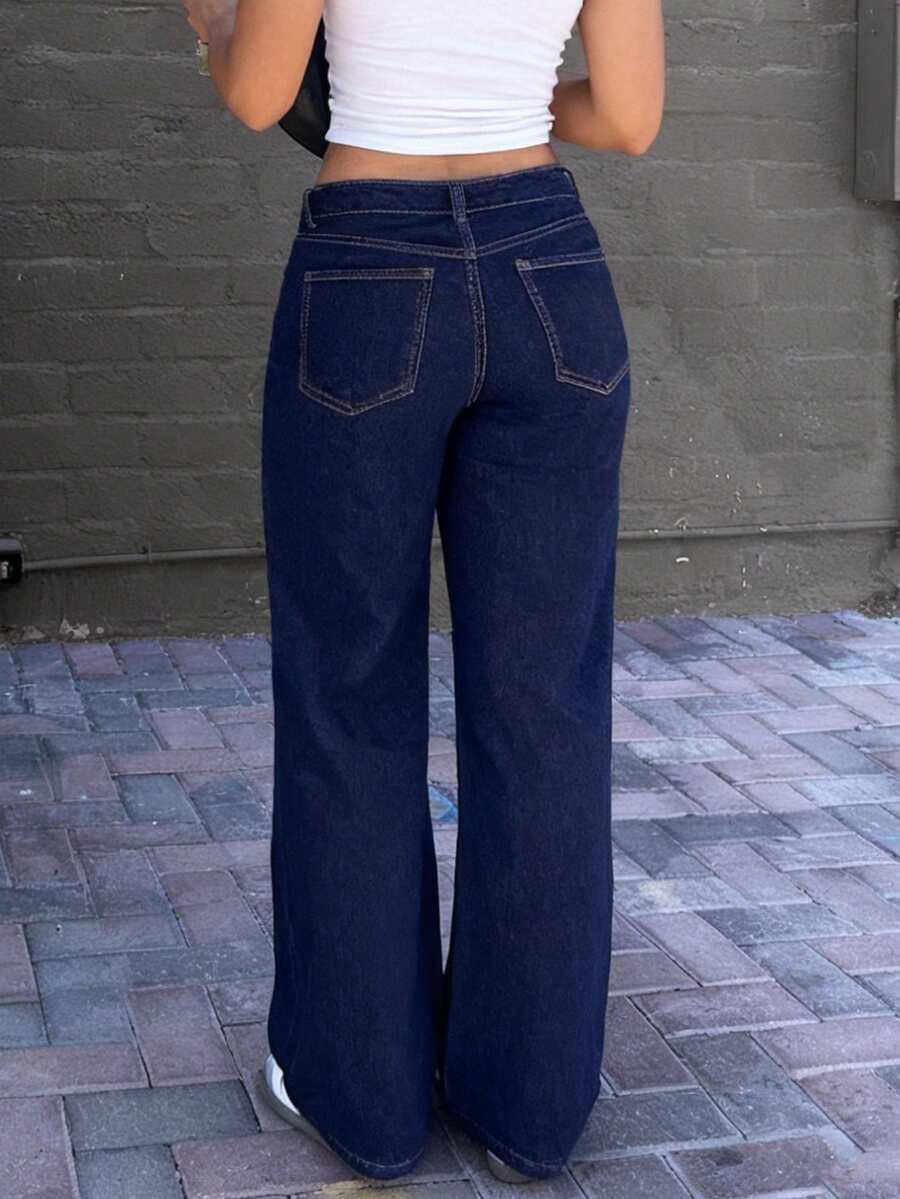 GRANATOWE SPODNIE JEANS