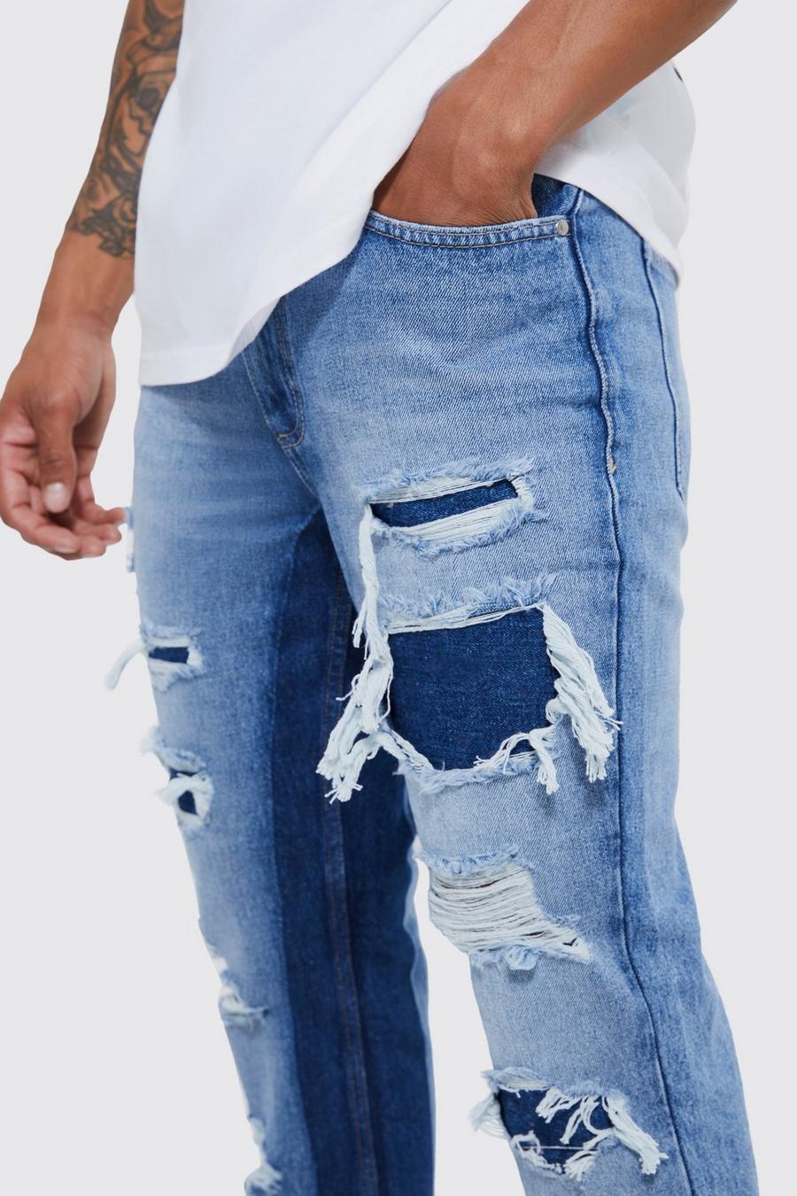 NIEBIESKIE SPODNIE JEANS DZIURY 