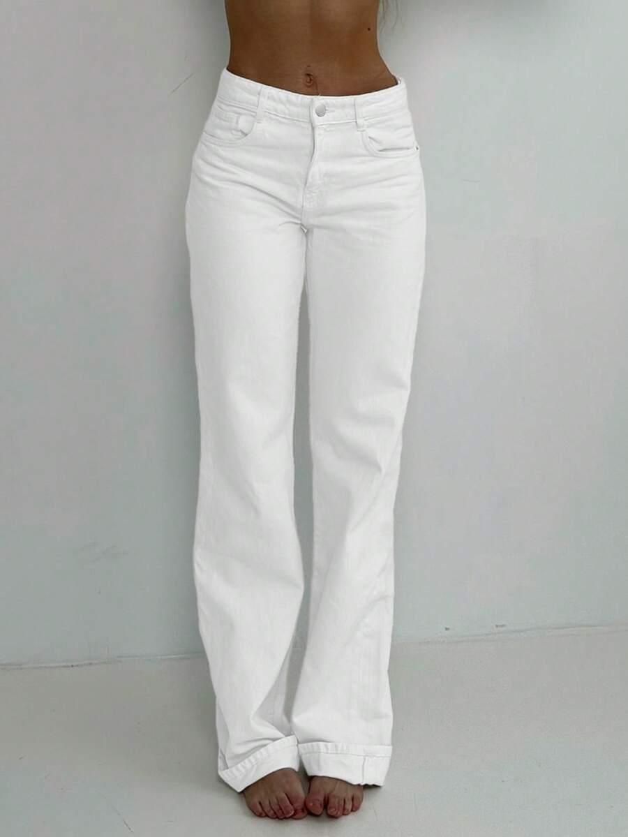 BIAŁE SPODNIE JEANS 
