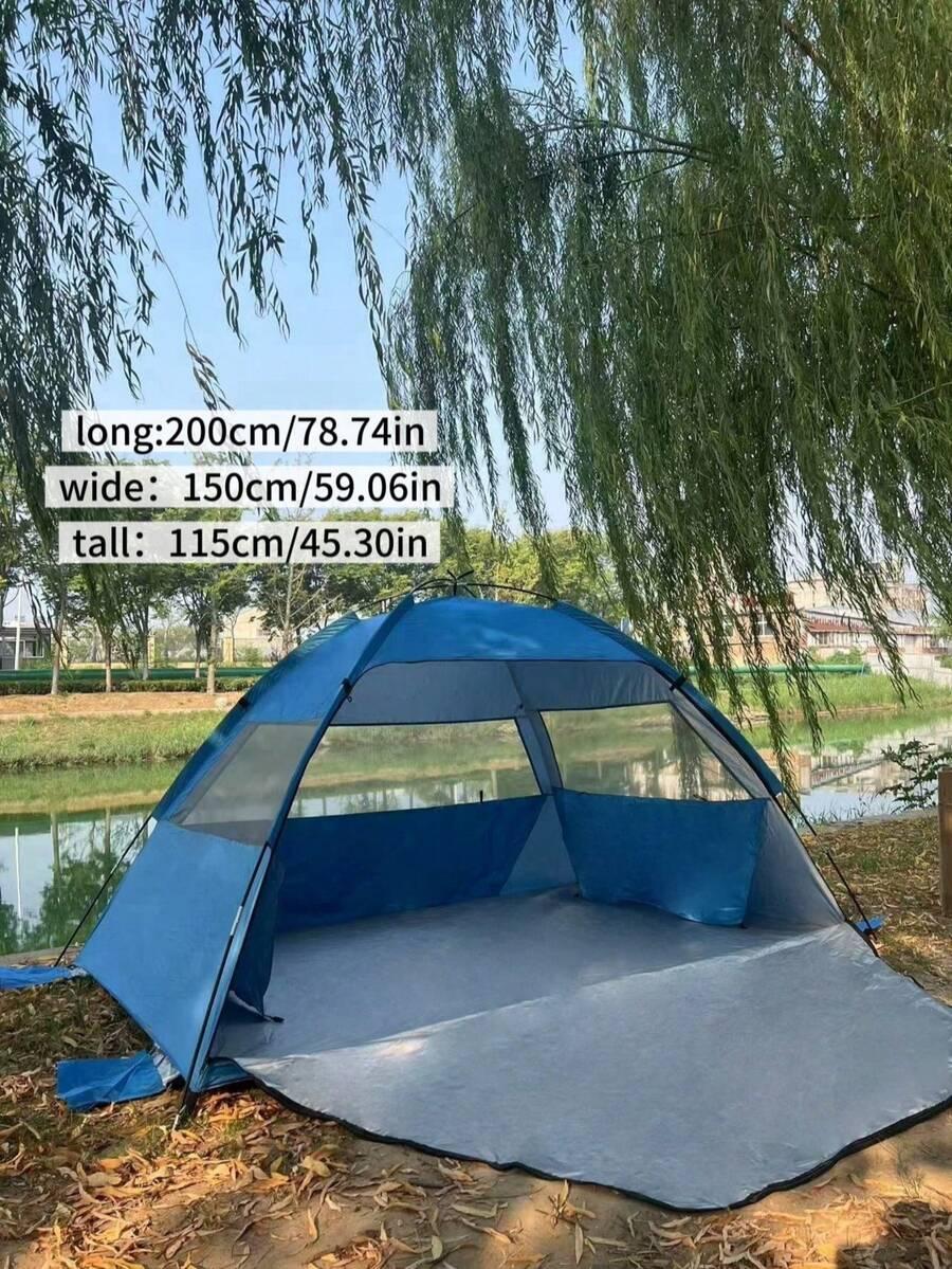 niebieski namiot plażowy