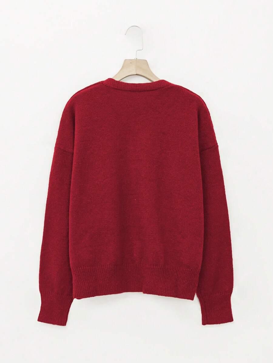 CZERWONY SWETER GUZIKI