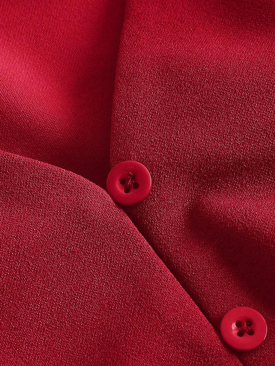 CZERWONA BLUZKA V-NECK
