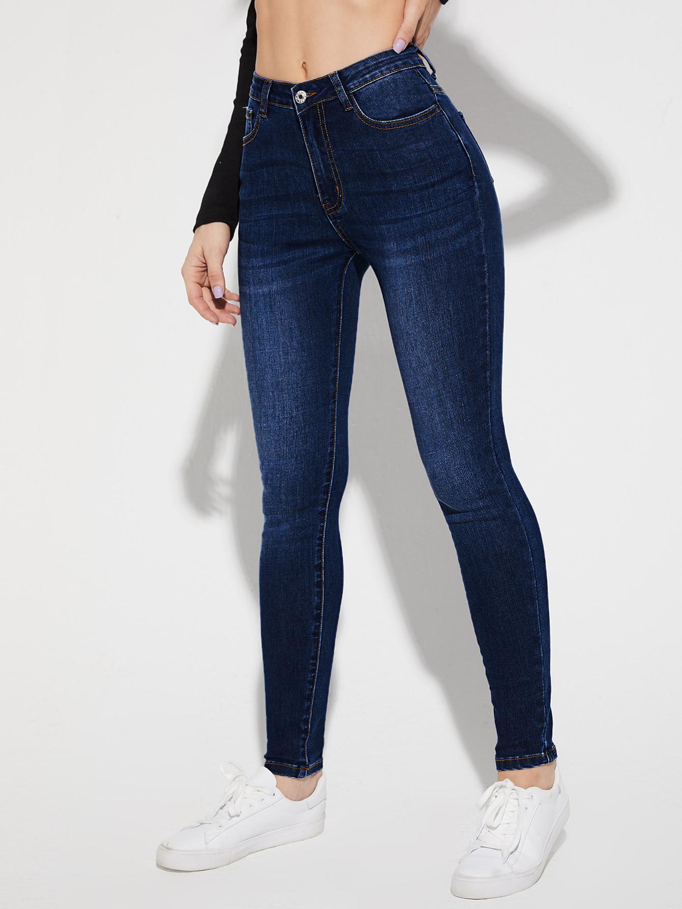 GRANATOWE SKINNY JEANS