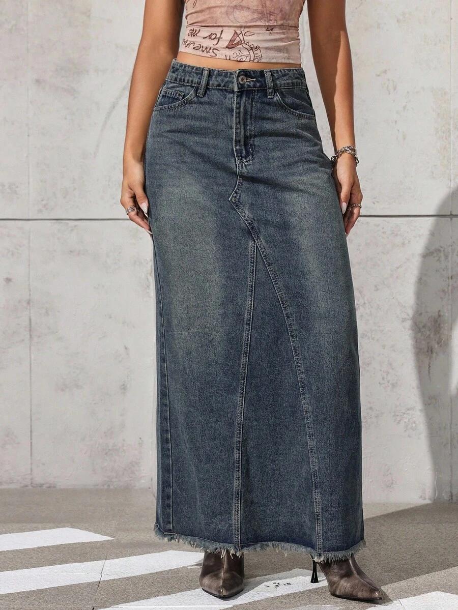 niebieska spódnica jeans 