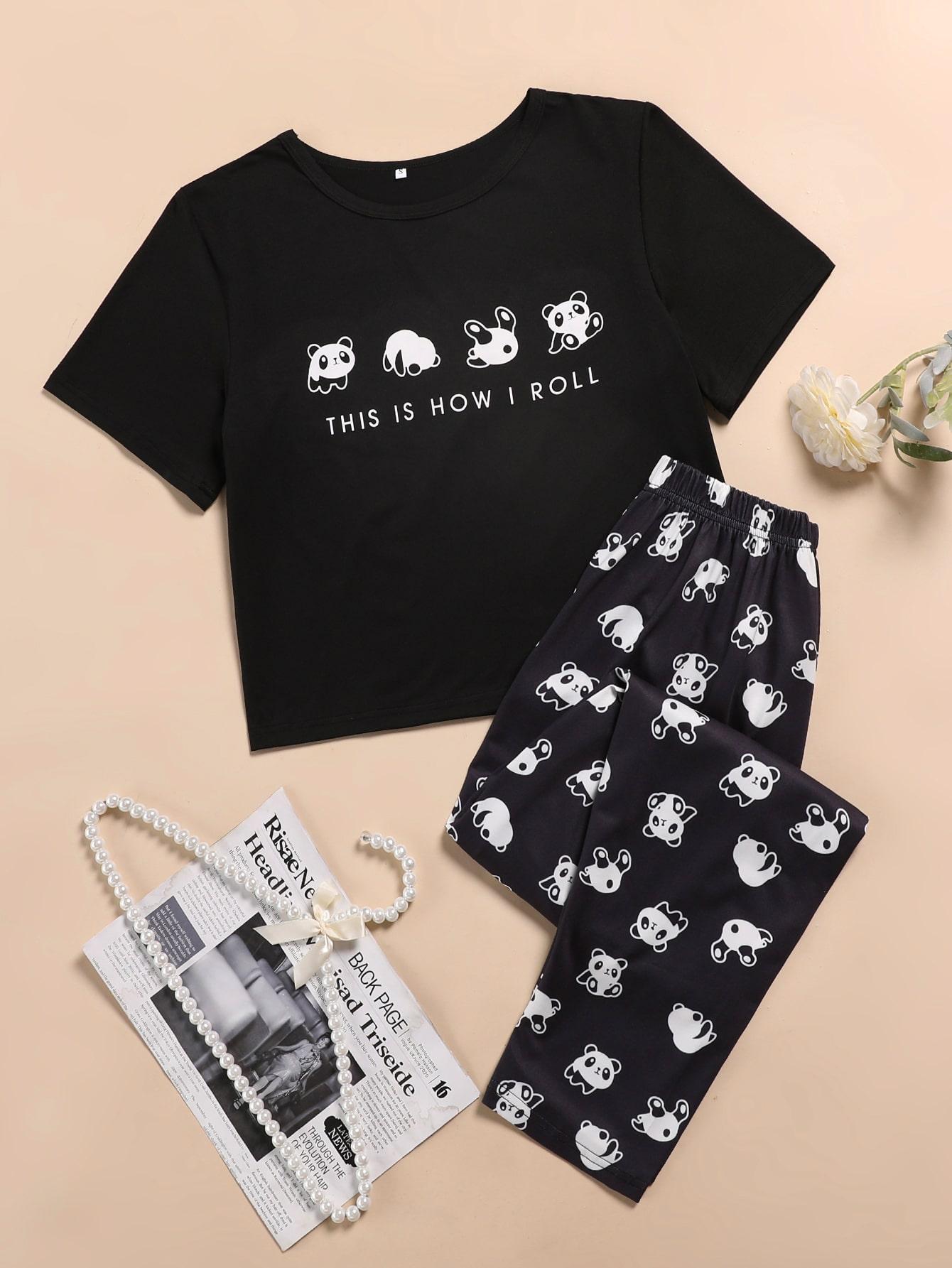 PIŻAMA KOMPLET T-SHIRT SPODNIE 