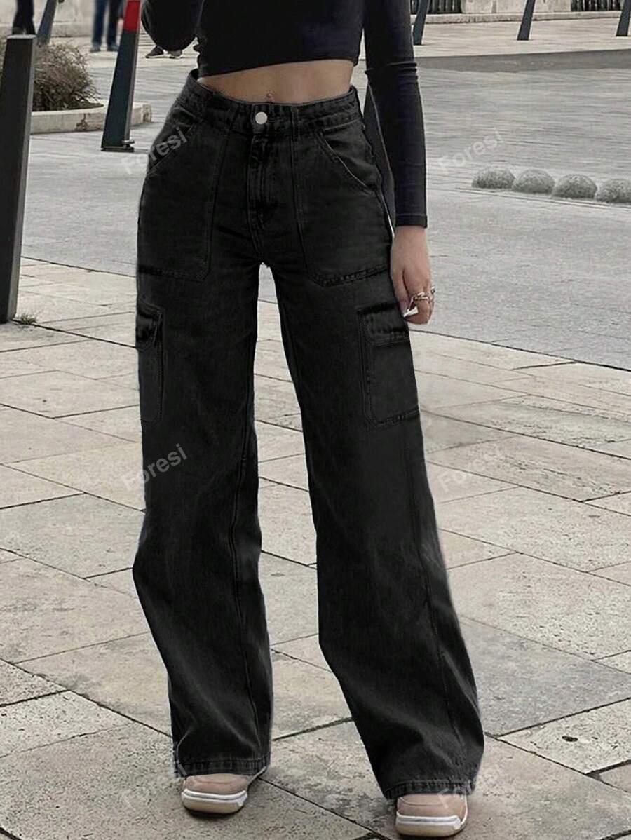 CZARNE SPODNIE JEANS