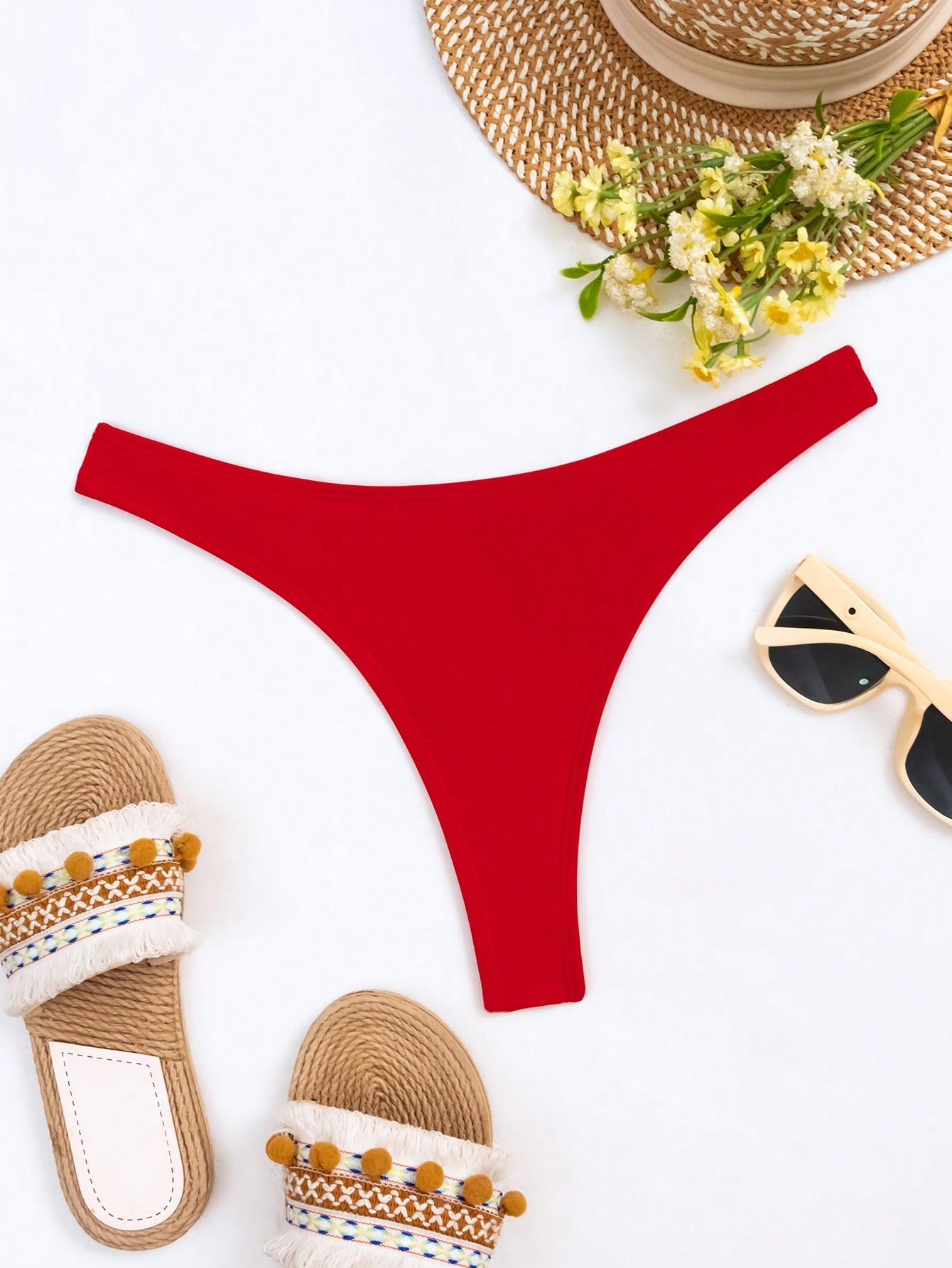czerwony dół od bikini 