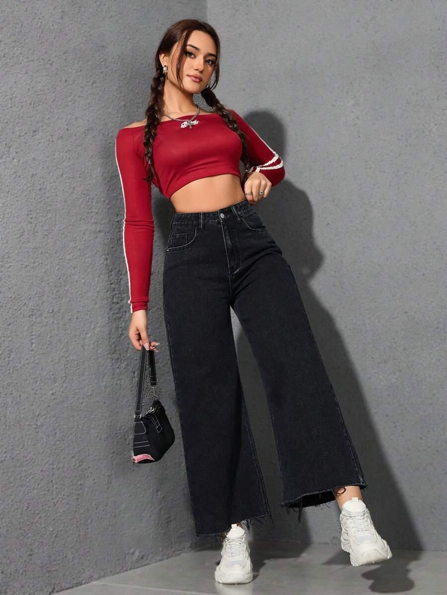 CZARNE SPODNIE JEANS 