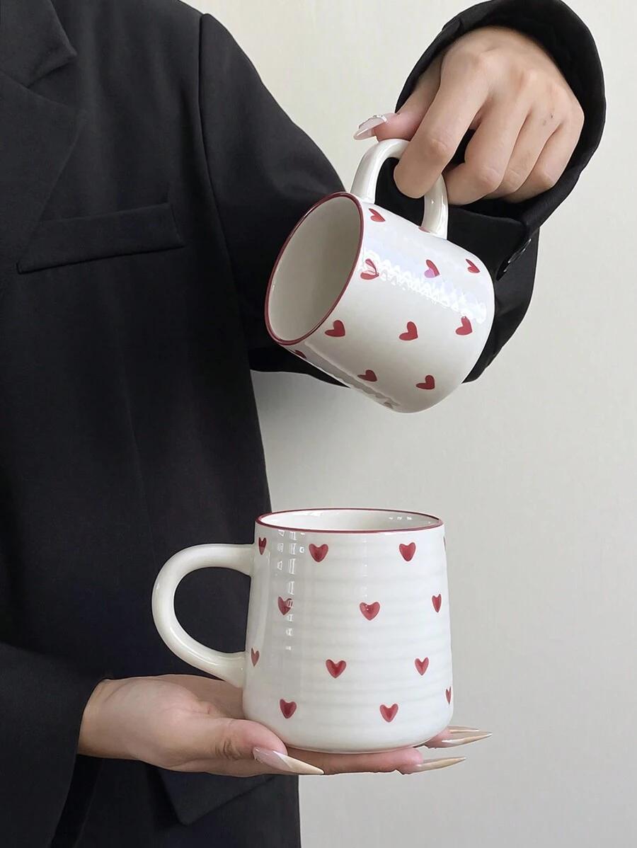 ceramiczne kubki wzór serce 6-pack