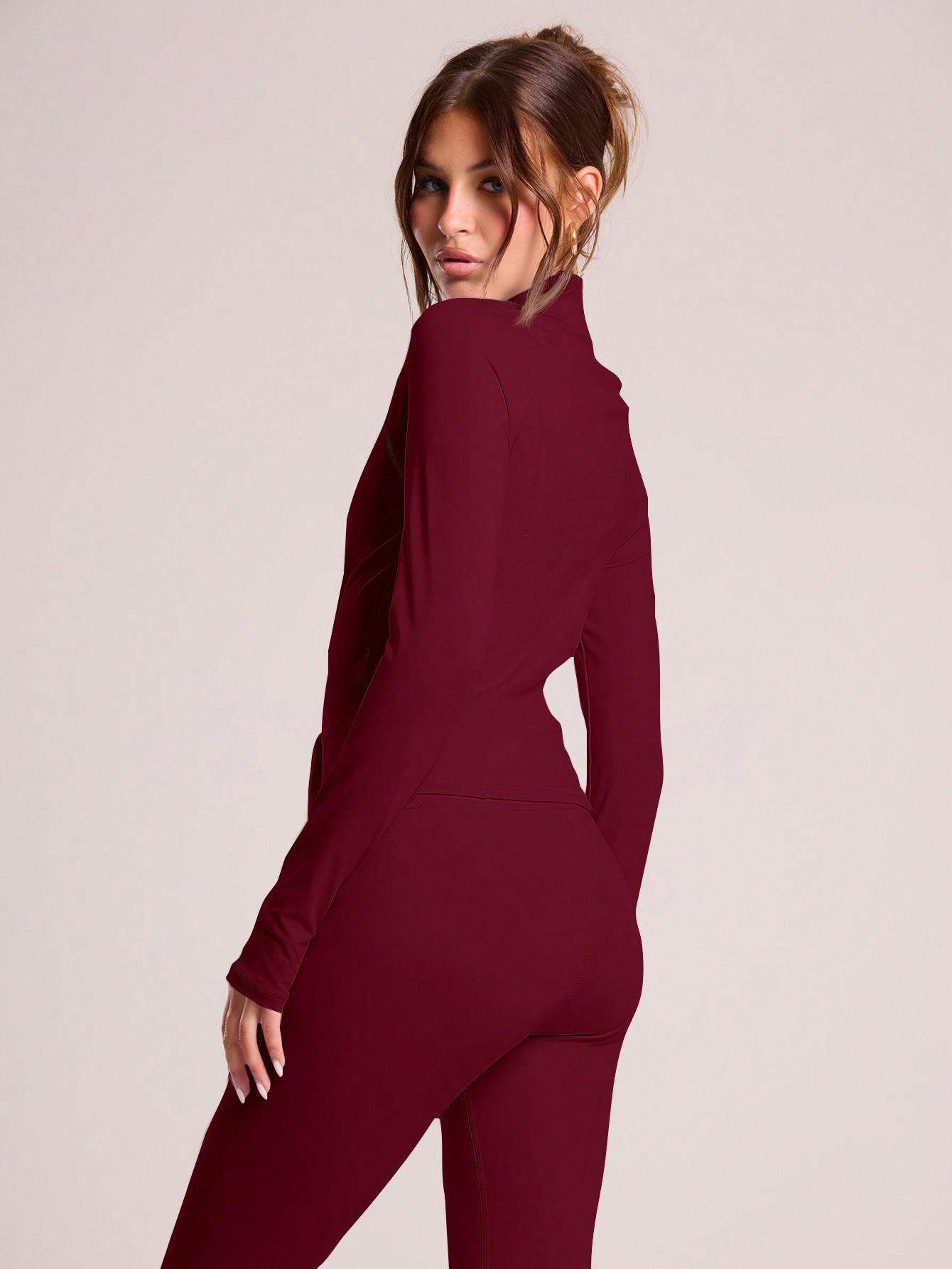 BORDOWA BLUZA ZAMEK 