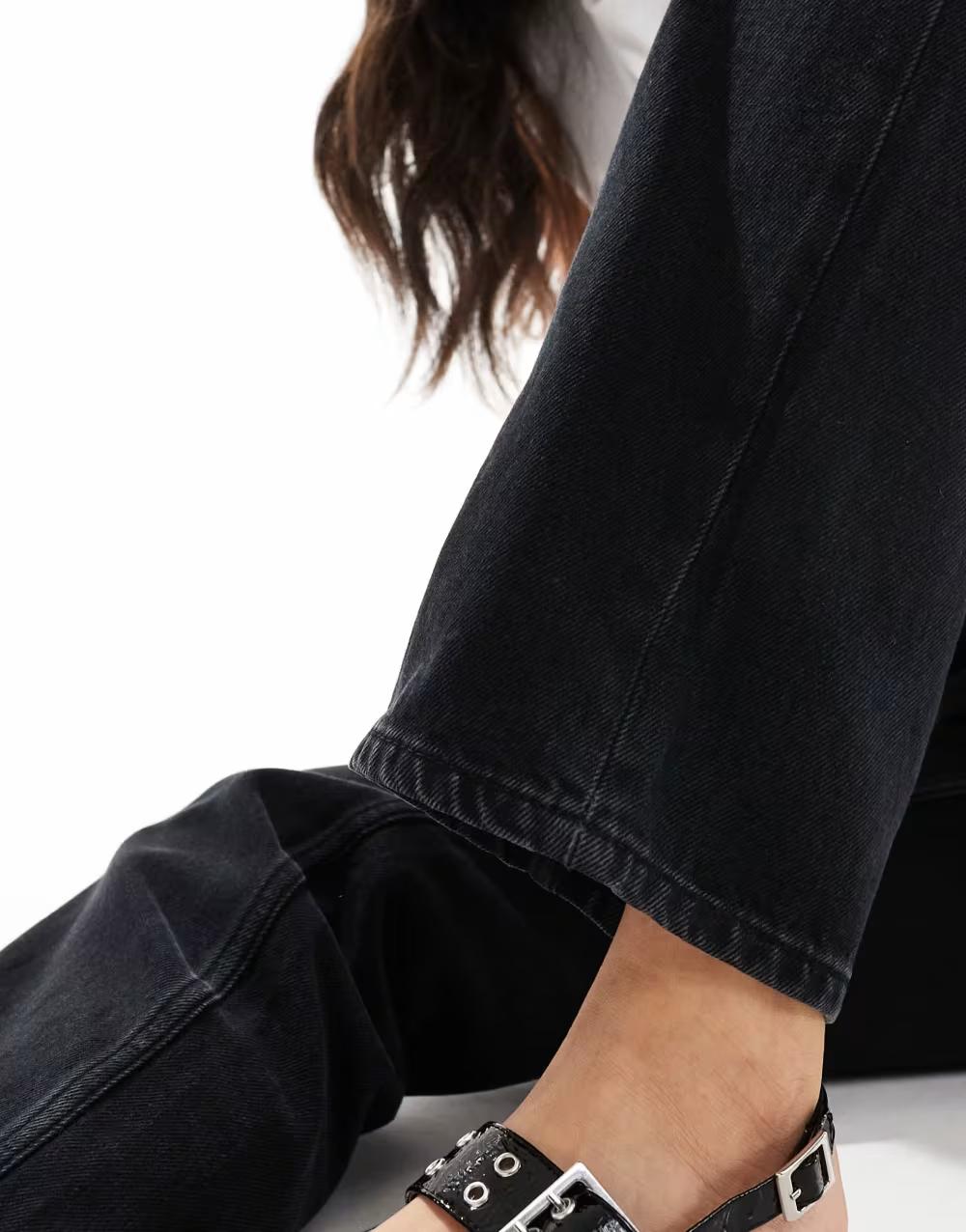 KLASYCZNE CZARNE SPODNIE JEANS WYSOKI STAN