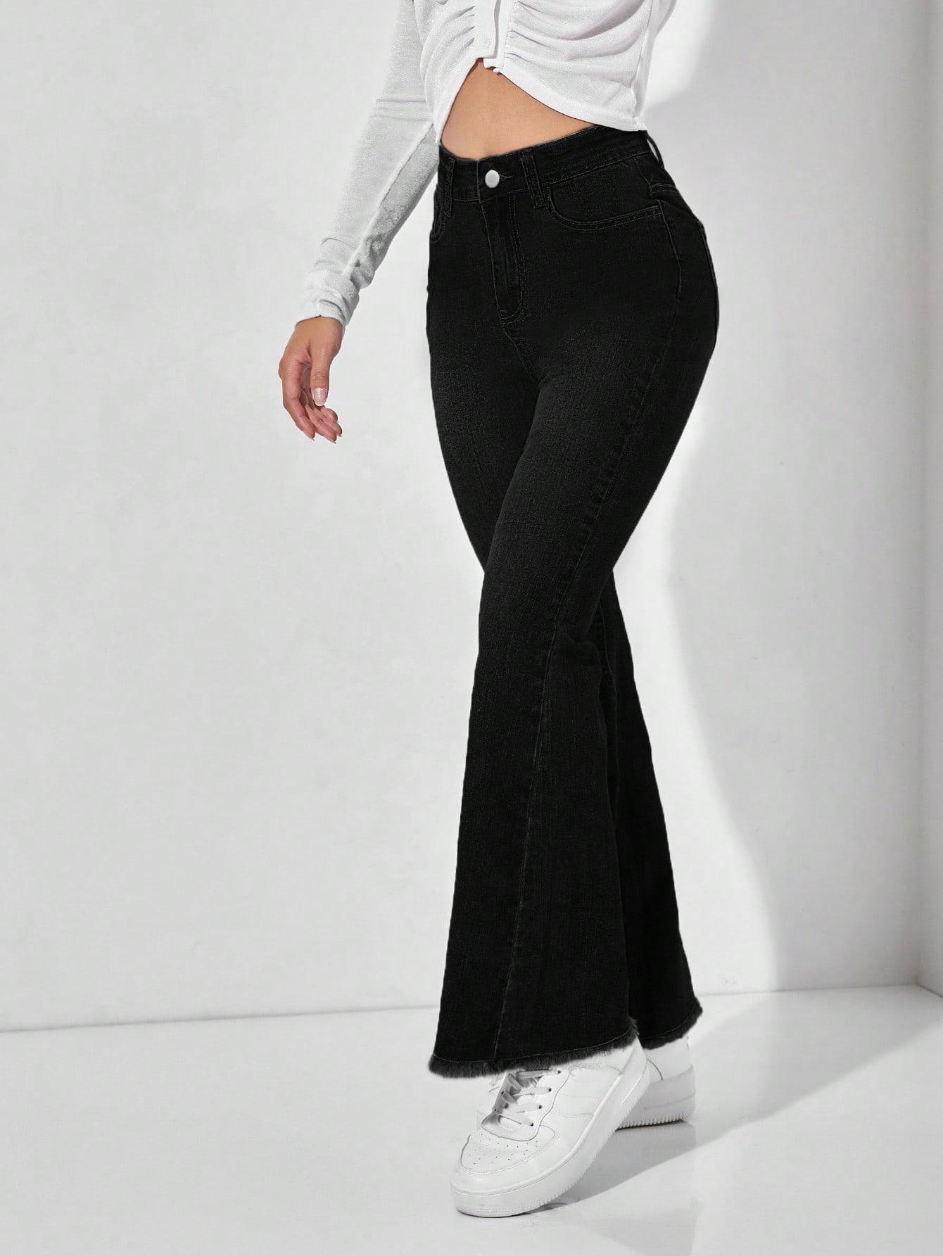 CZARNE SPODNIE JEANS DZWONY FLARE