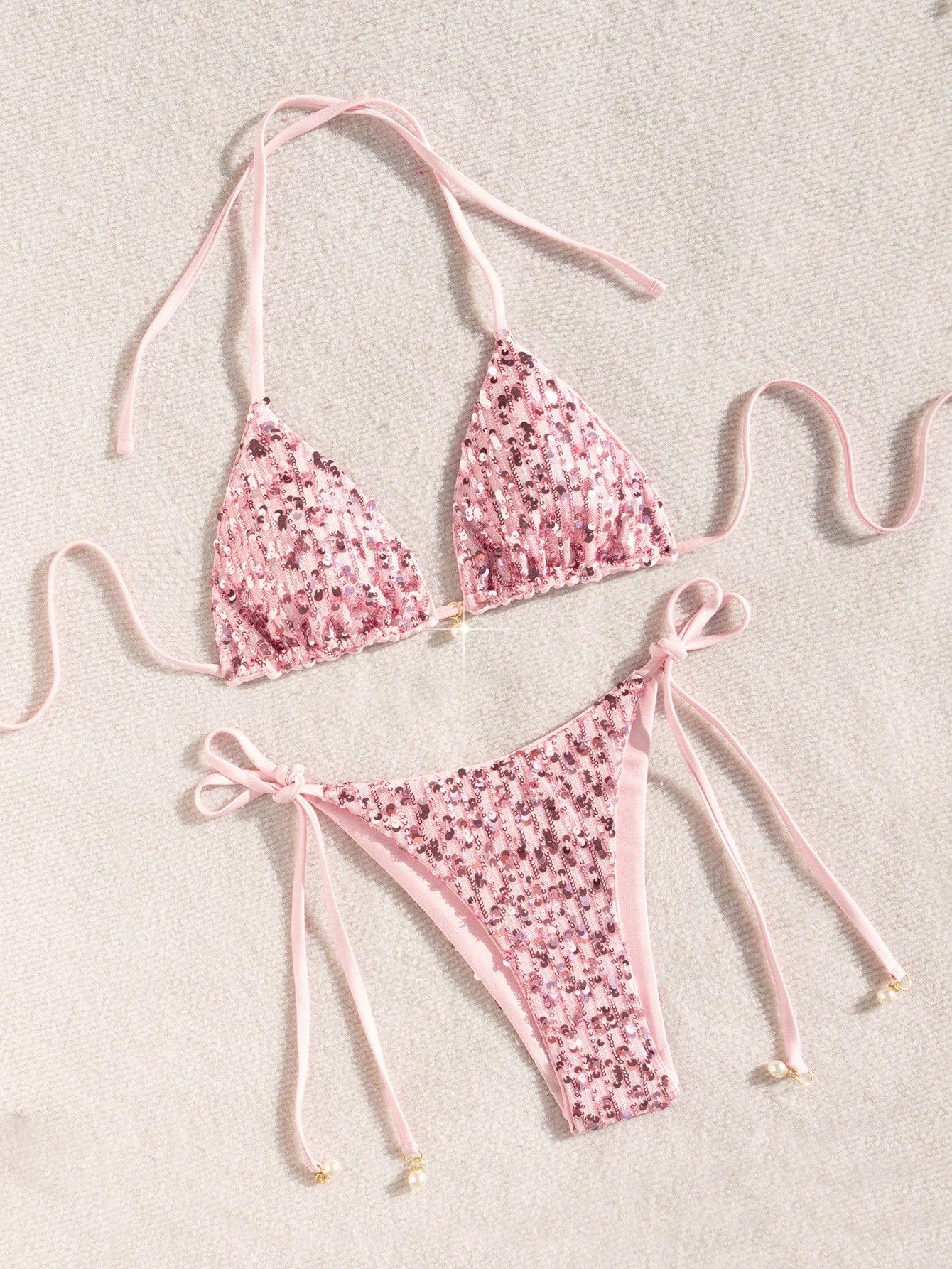 DWUCZĘŚCIOWE BIKINI DAMSKIE W CEKINY