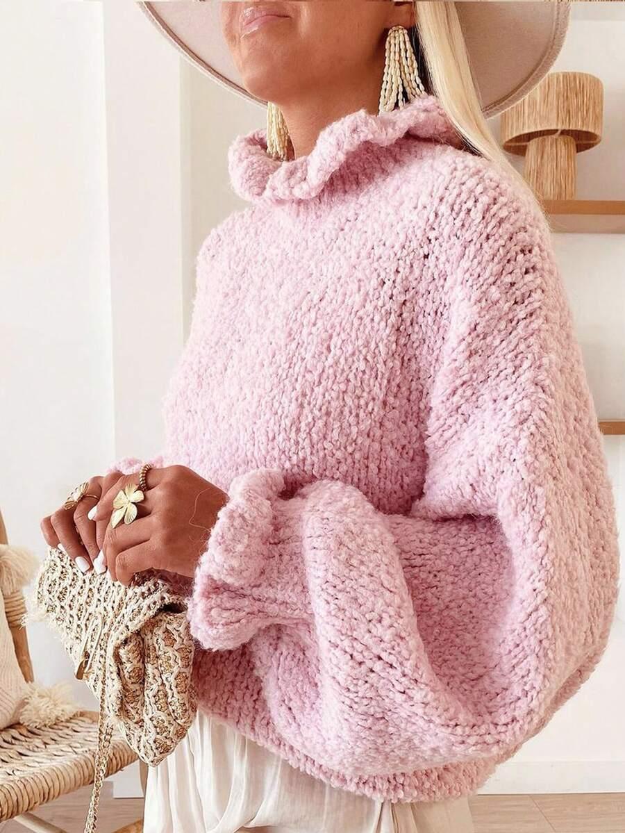 różowy sweter półgolf