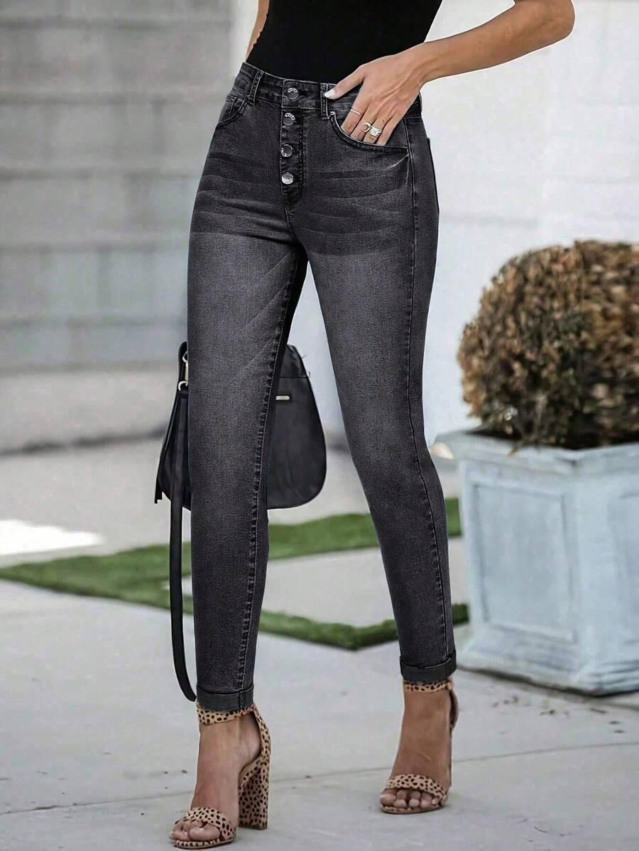 CZARNE SPODNIE JEANS