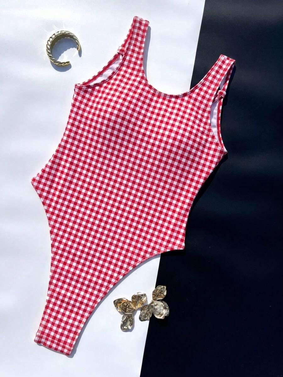 JEDNOCZĘŚCIOWY STRÓJ KĄPIELOWY WZÓR KRATKA