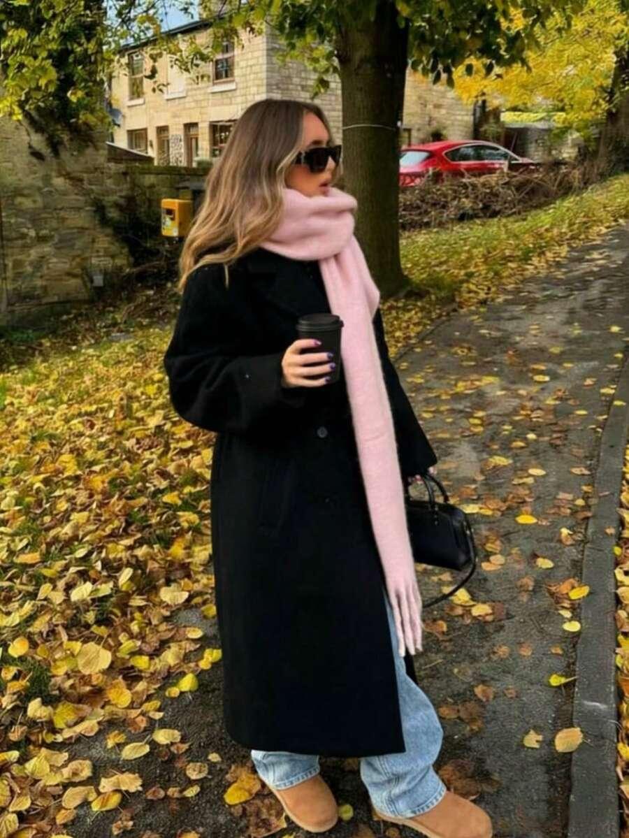 RÓŻOWY SZALIK FRĘDZLE