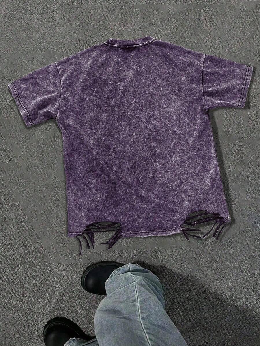 fioletowy t-shirt nadruk